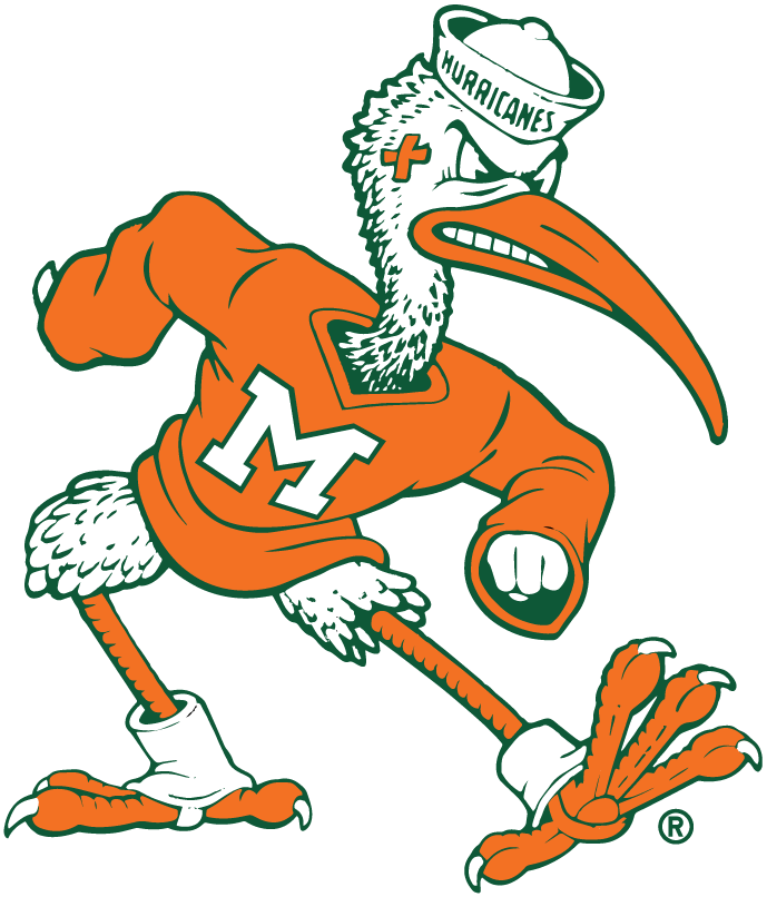 Miami Hurricanes 1964-1982 Mascot Logo v2 diy DTF decal sticker